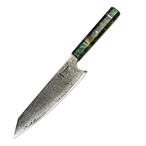 Hajegato Damastmesser Küchenmesser Einzigartiges Griff Kochmesser Profi Messer Japanisches Messer Vg10 Hohe Qualität 67 Schichten Damaststahl Stahlmesser-Ultra Scharfe Messer (Kiritsuke Messer - 8") von Hajegato