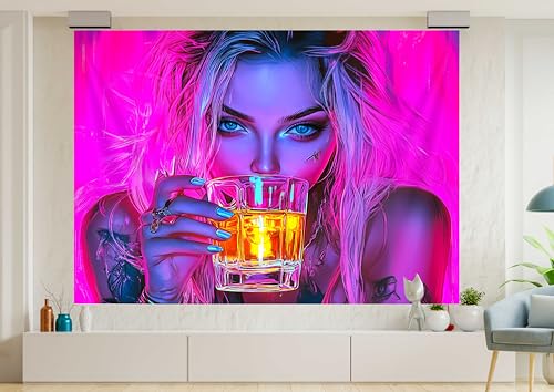 Schwarzlicht-Wandteppich, cooles Mädchen, UV-reaktiv, ästhetisch, neonviolett, Wandteppich, dunkle Kunst, Wandbehang, Poster, Zimmer, Schlafzimmer, Party, Hintergrund, Dekoration, Teenager, 152,4 x Schwarzlicht-Wandteppich, cooles Mädchen, UV-reaktiv, ästhetisch, neonviolett, Wandteppich, dunkle Kunst, Wandbehang, Poster, Zimmer, Schlafzimmer, Party, Hintergrund, Dekoration, Teenager, 152,4 x von Hajmsug