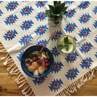 Leinen Tischtuch, Traditionell Handarbeit Blockprint Muster , Boheme Dekoration Ethical Design Wandtuch Vintage Deko Familie Souvenir von HakamihaHandicraft