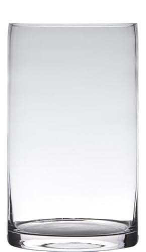 Dekoglas, Vase Zylinder Cold Cut H. 40cm D. 15cm transparent rund Glas Hakbijl von Hakbijl