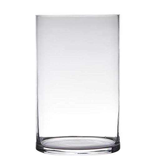 Dekoglas, Vase Zylinder Cold Cut H. 40cm D. 19cm transparent rund Glas Hakbijl von Hakbijl