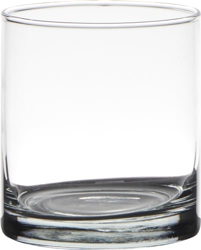 Dekoglas, Vase Zylinder H. 11cm D. 9cm transparent rund Glas Hakbijl von Hakbijl