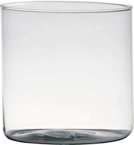 Dekoglas, Vase Zylinder Recycled H. 15cm D. 14,2cm transparent rund Glas Hakbijl von Hakbijl