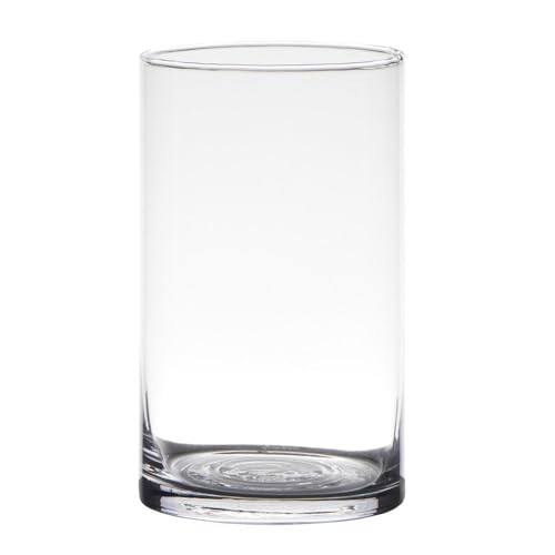 Dekoglas, Vase Zylinder H. 15cm D. 9cm transparent rund Glas Hakbijl von Hakbijl
