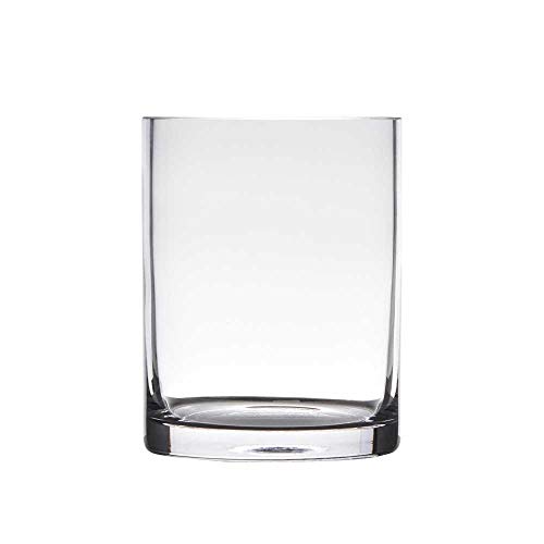 Hakbijl Dekoglas, Vase Zylinder Cold Cut H. 15cm D. 12cm transparent rund Glas von Hakbijl