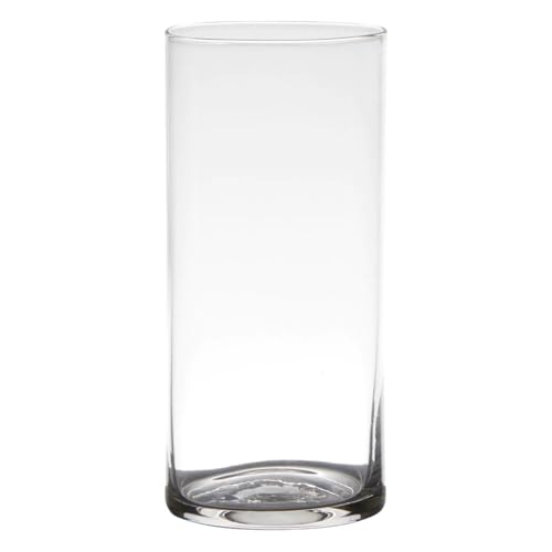 Dekoglas, Vase Zylinder H. 19cm D. 9cm transparent rund Glas Hakbijl von Hakbijl