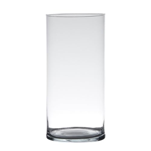 Dekoglas, Vase Zylinder H. 25cm D. 12cm transparent rund Glas Hakbijl von Hakbijl