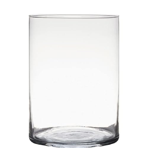 Dekoglas, Glasvase Zylinder H. 25cm D. 18cm transparent rund Glas Hakbijl von Hakbijl