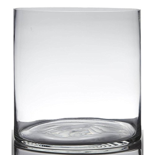 Hakbijl Dekoglas, Vase Zylinder Cold Cut H. 25cm D. 25cm transparent rund Glas von Hakbijl