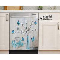 Blauer Schmetterling Nur Atmen Küche Magnet Cover, Geschirrspüler Aufkleber, Housewarming Geschenke, Küchen Decor, Geschenk Für Mama von HakkiAsanStudio