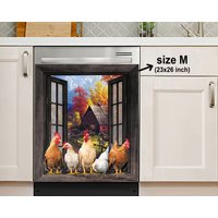 Huhn Geschirrspüler Magnet Aufkleber, Bauernhof Hahn Abdeckung, Housewarming Geschenke, Küchen Dekor, Für Mama von HakkiAsanStudio