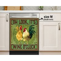 Oh Look, It's Wine O'locke Hahn-Abdeckung, Spülmaschinen-Magnet-Abdeckung, Aufkleber, Housewarming Geschenke, Küchendekoration, Geschenk Für Mama von HakkiAsanStudio