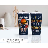 Paar Strand Liebe Sie Zum & Zurück - Personalisierter Becher, Benutzerdefinierte Paare Becher Geschenk, Trinken Am von HakkiAsanStudio