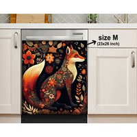 Schöne Folklore Fuchs Und Blumen Küche Geschirrspüler Abdeckung, Magnet Aufkleber, Housewarming Geschenke, Küchen Dekoration, Geschenk Für Mama von HakkiAsanStudio