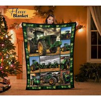 Traktor-Fleece-Decke, Grüner Traktor-Liebhaber, Weihnachtsgeschenk, Geschenk Für Männer, Beste Idee Landwirt, Landwirt-Decke, Jahrestagsgeschenke Ihn von HakkiAsanStudio