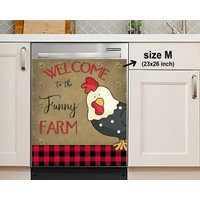 Willkommen in Der Lustigen Farm Dekor Küche Geschirrspüler Abdeckung Huhn Liebhaber, Magnet Abdeckung, Aufkleber, Housewarming Geschenke, Küchen von HakkiAsanStudio