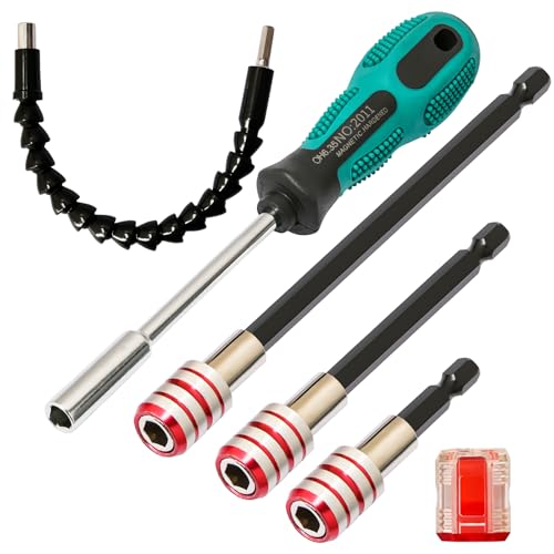 1/4 Sechskantschaft Bit Bithalter,Winkelschrauber Aufsatz Set, Winkelaufsatz Set bit Verlängerung,Winkelaufsatz für Akkuschrauber,Flexibler Bithalter Verlängerung Akkuschrauber Set von Hakkin