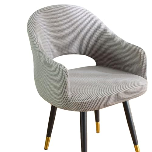 Haklein Stretch-Samt-Esszimmerstuhlbezug, halbrund, hohle Rückenlehne, Sesselschutz für Schlafzimmer, Küche, Esszimmer, abnehmbarer, staubdichter Esszimmerstuhl-Schonbezug (2 Stück, Hellgrau) von Haklein
