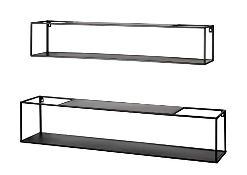 HAKU Möbel Wandregal 2er Set schwarz, Metall - Maße: B 85/95 cm x H 17/20 cm x T 17/20 cm, Style: Modern von HAKU Möbel