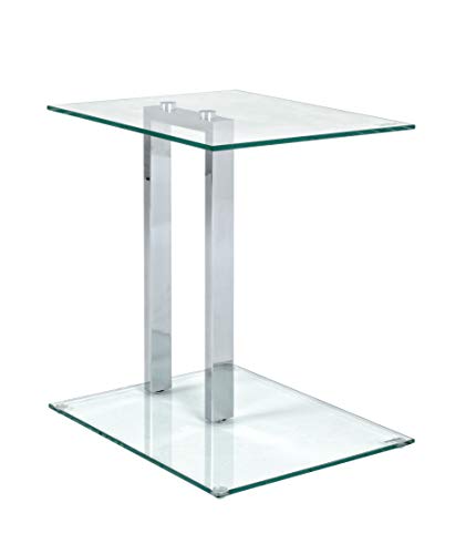 HAKU Möbel Beistelltisch Chrom, Metall, Sicherheitsglas 8 mm - Maße: B 45 cm x H 50 cm x T 35 cm, Style: Modern von HAKU Möbel