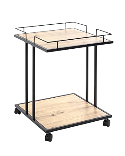 HAKU Möbel Beistelltisch auf Rollen Eiche, schwarz, MDF, Melamin, Metall - Maße: B 45 cm x H 60 cm x T 45 cm, Style: Modern von HAKU Möbel