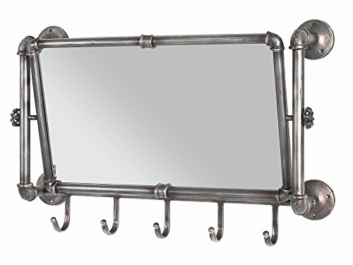 HAKU Möbel Wandgarderobe anthrazit, Metall, Spiegel - Maße: B 75 cm x H 45 cm x T 16 cm, Style: Industrial HAKU Möbel Wandgarderobe anthrazit, Metall, Spiegel - Maße: B 75 cm x H 45 cm x T 16 cm, Style: Industrial von HAKU Möbel