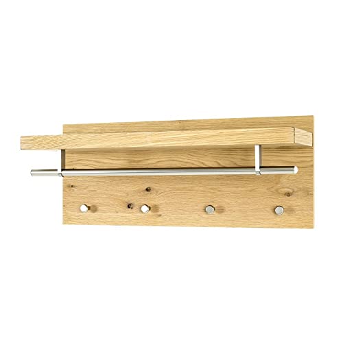 HAKU Möbel Wandgarderobe, MDF, eiche-chrom, B 75 x T 26 x H 30 cm von HAKU Möbel