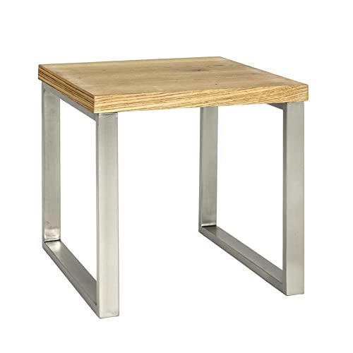 HAKU Möbel Beistelltisch edelstahloptik, eiche, Echtholzfurnier, MDF, Metall, Wabenplatte - Maße: B 45 cm x H 45 cm x T 50 cm, Style: Modern HAKU Möbel Beistelltisch edelstahloptik, eiche, Echtholzfurnier, MDF, Metall, Wabenplatte - Maße: B 45 cm x H 45 cm x T 50 cm, Style: Modern von HAKU Möbel