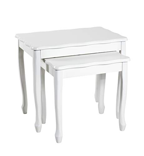HAKU Möbel Beistelltisch 2er Set, Massivholz, weiß, B 43 x T 32 x H 41 cm / B 56 x T 36 x H 48 cm von HAKU Möbel