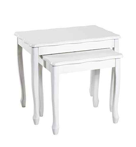HAKU Möbel Beistelltisch 2er Set weiß, Massivholz, MDF - Maße: B 43/56 cm x H 41/48 cm x T 32/36 cm, Style: Coastal Furniture von HAKU Möbel