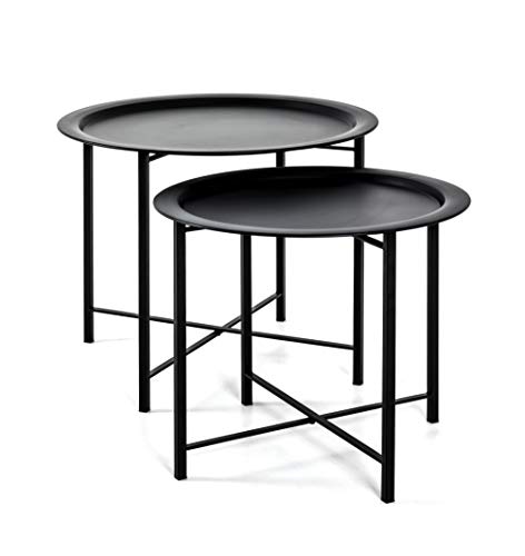 HAKU Möbel Couchtisch 2er Set, Metall, schwarz, Ø 52 x H 44 cm / Ø 62 x H 49 cm von HAKU Möbel