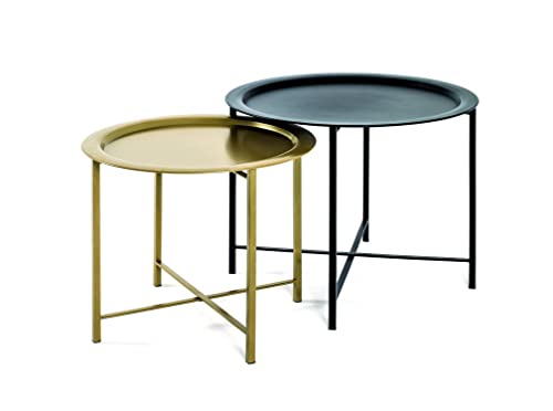 HAKU Möbel Couchtisch 2er Set Gold, schwarz, Metall - Maße: H 44/49 cm x Ø 52/62 cm, Style: Art Deco von HAKU Möbel