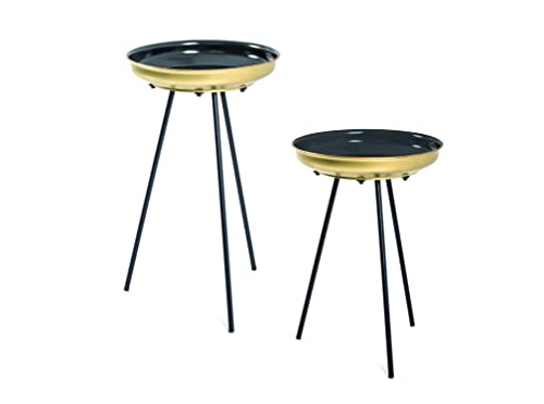 HAKU Möbel Beistelltisch 2er Set, Metall, schwarz-gold, Ø 38 x H 56 cm / Ø 38 x H 66 cm von HAKU Möbel