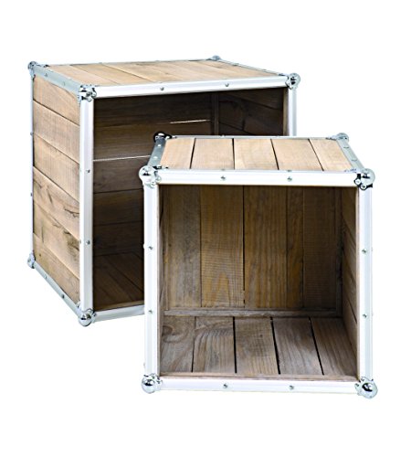 HAKU Möbel Beistelltisch 2er Set alu, Kiefer, Aluminium, Massivholz - Maße: B 37/47 cm x H 35/40 cm x T 47/47 cm, Style: Industrial von HAKU Möbel