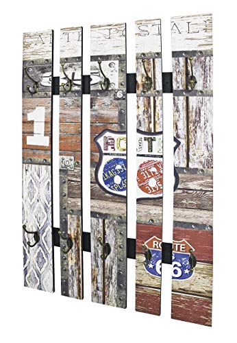 HAKU Möbel Wandgarderobe Motiv, vintage, MDF, Metall - Maße: B 65 cm x H 100 cm x T 9 cm, Style: Industrial von HAKU Möbel