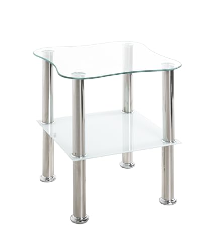 HAKU Möbel Beistelltisch Edelstahl, weiß, Edelstahl, Sicherheitsglas - Maße: B 40 cm x H 47 cm x T 40 cm, Style: Modern HAKU Möbel Beistelltisch Edelstahl, weiß, Edelstahl, Sicherheitsglas - Maße: B 40 cm x H 47 cm x T 40 cm, Style: Modern von HAKU Möbel