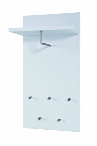 HAKU Möbel Wandgarderobe, MDF, weiß-edelstahloptik, B 49 x T 31 x H 100 cm von HAKU Möbel