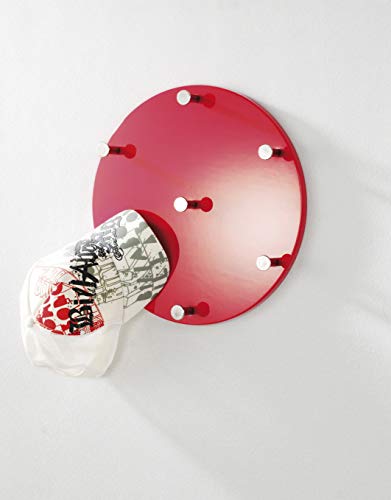 HAKU Möbel Wandgarderobe Chrom, rot, MDF, Metall - Maße: T 5 cm x Ø 35 cm, Style: Modern von HAKU Möbel