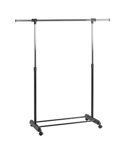 HAKU Möbel Rollgarderobe Chrom, schwarz, Kunststoff, Metall - Maße: B 95-145 cm x H 95-170 cm x T 44 cm, Style: Modern von HAKU Möbel