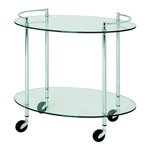 HAKU Möbel Servierwagen Chrom, Metall, Sicherheitsglas 8 mm - Maße: B 68 cm x H 63 cm x T 46 cm, Style: Contemporary von HAKU Möbel