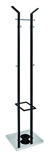 HAKU Möbel Garderobenständer Chrom, schwarz, Metall - Maße: B 37 cm x H 181 cm x T 37 cm, Style: Modern von HAKU Möbel