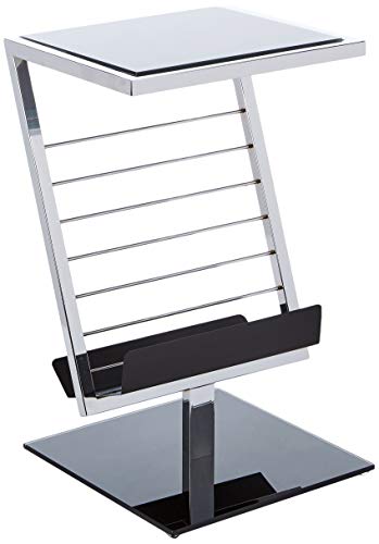HAKU Möbel Beistelltisch Chrom, schwarz, Metall, Sicherheitsglas - Maße: B 36 cm x H 60 cm x T 30 cm, Style: Modern von HAKU Möbel