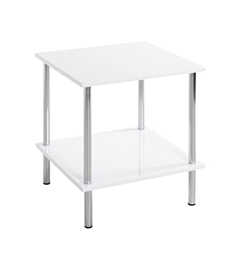 HAKU Möbel Beistelltisch Chrom, weiß, MDF, Metall - Maße: B 39 cm x H 45 cm x T 39 cm, Style: Modern von HAKU Möbel