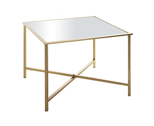 HAKU Möbel Beistelltisch Gold, Metall, Spiegel 5 mm - Maße: B 60 cm x H 45 cm x T 60 cm, Style: Art Deco von HAKU Möbel
