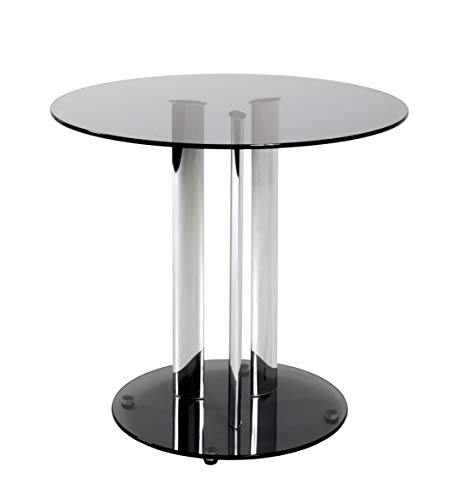 HAKU Möbel Beistelltisch Chrom, grau, Metall, Sicherheitsglas 8 mm - Maße: H 57 cm x Ø 59 cm, Style: Modern von HAKU Möbel