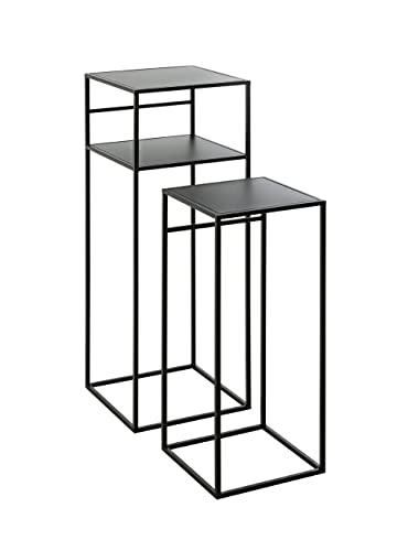 HAKU Möbel Beistelltisch 2er Set, Metall, schwarz, B 26 x T 26 x H 63 cm / B 30 x T 30 x H 85 cm von HAKU Möbel