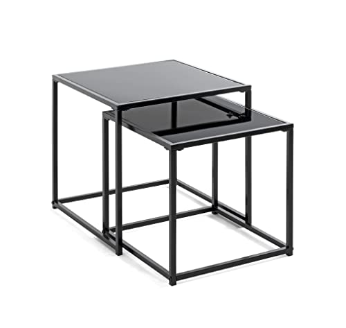 HAKU Möbel Beistelltisch 2er Set Schwarz, Metall, Sicherheitsglas - Maße: B 35/40 cm x H 35/40 cm x T 35 cm, Style: Modern HAKU Möbel Beistelltisch 2er Set Schwarz, Metall, Sicherheitsglas - Maße: B 35/40 cm x H 35/40 cm x T 35 cm, Style: Modern von HAKU Möbel
