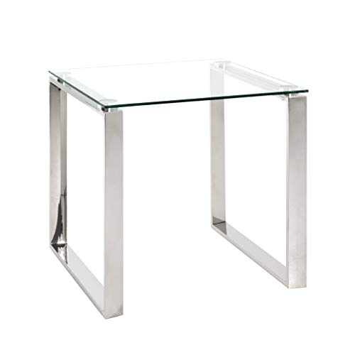 HAKU Möbel Beistelltisch Edelstahl, Edelstahl, Sicherheitsglas 8 mm - Maße: B 55 cm x H 55 cm x T 55 cm, Style: Modern von HAKU Möbel