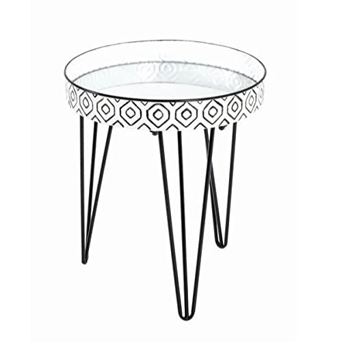 HAKU Möbel Beistelltisch schwarz, weiß, Metall, Spiegel - Maße: H 53 cm x Ø 45 cm, Style: Art Deco HAKU Möbel Beistelltisch schwarz, weiß, Metall, Spiegel - Maße: H 53 cm x Ø 45 cm, Style: Art Deco von HAKU Möbel