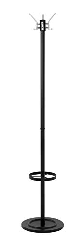 HAKU Möbel Garderobenständer alu, schwarz, Aluminium, Metall - Maße: H 179 cm x Ø 37 cm, Style: Modern von HAKU Möbel